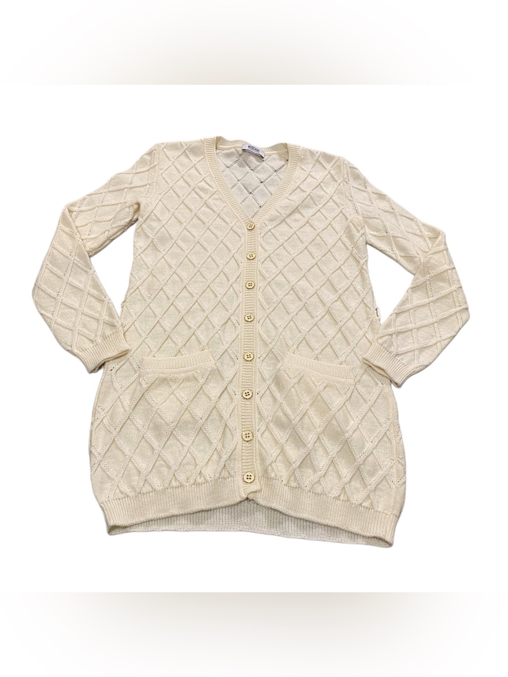 MOSCHINO CHEAP & CHIC knit cream virgin wool cardigan sweater long sleeve US 8